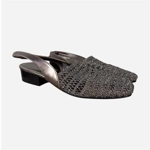 Silver Slingback kitten heel sandal - size 6.5 women’s - by Karen Scott